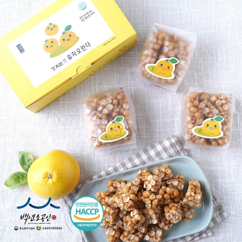 정선아라리한과농원,정선사위 백년가게 강옥연 수제 유자오란다380g 부드럽고 촉촉한과자